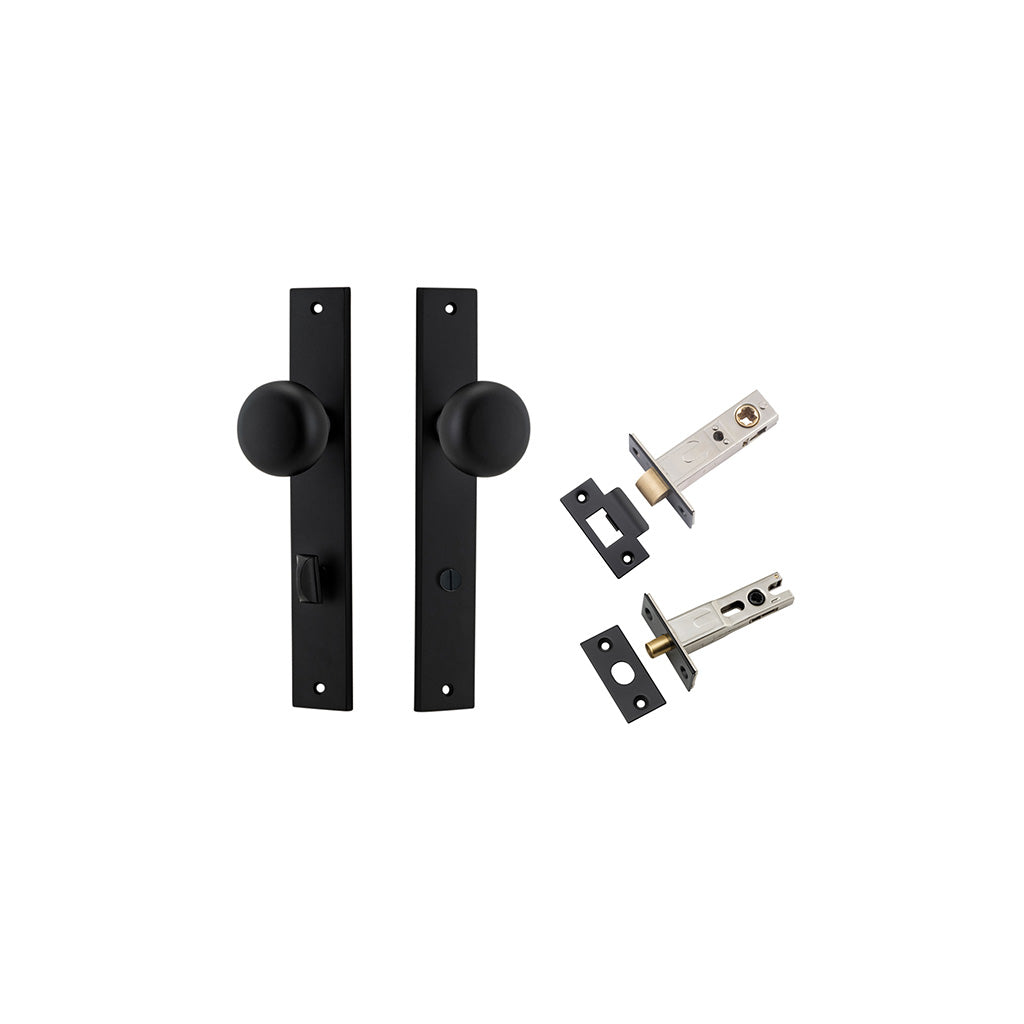 Cambridge Knob - Rectangular Backplate Matt Black / Privacy / Separate Privacy Kit