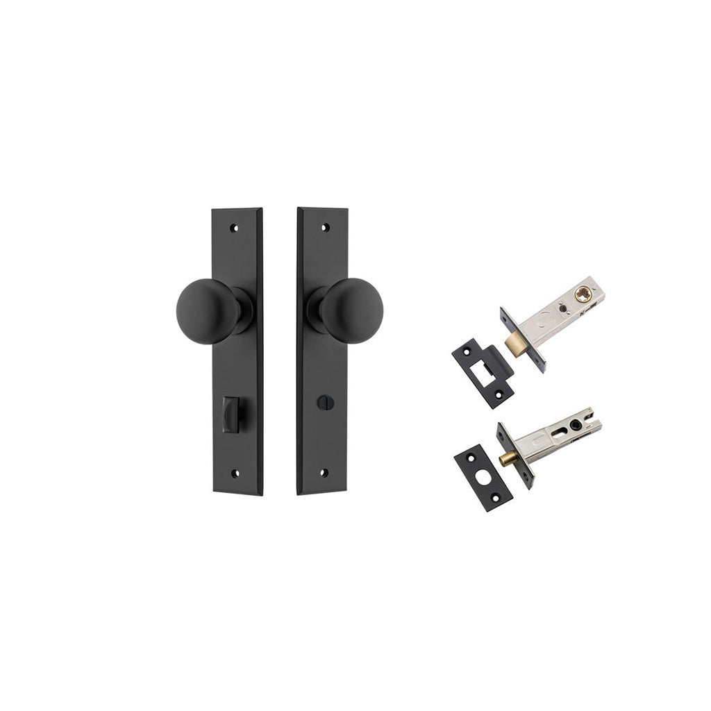 Cambridge Knob - Chamfered Backplate Matt Black / Privacy / Separate Privacy Kit
