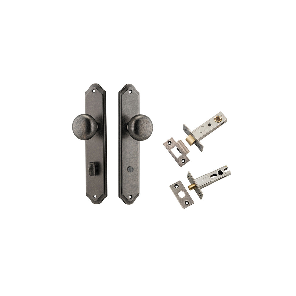 Cambridge Knob - Shouldered Backplate Distressed Nickel / Privacy / Separate Privacy Kit