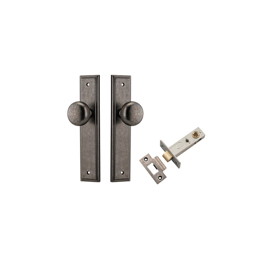 Cambridge Knob - Stepped Backplate Distressed Nickel / Passage / Passage Kit
