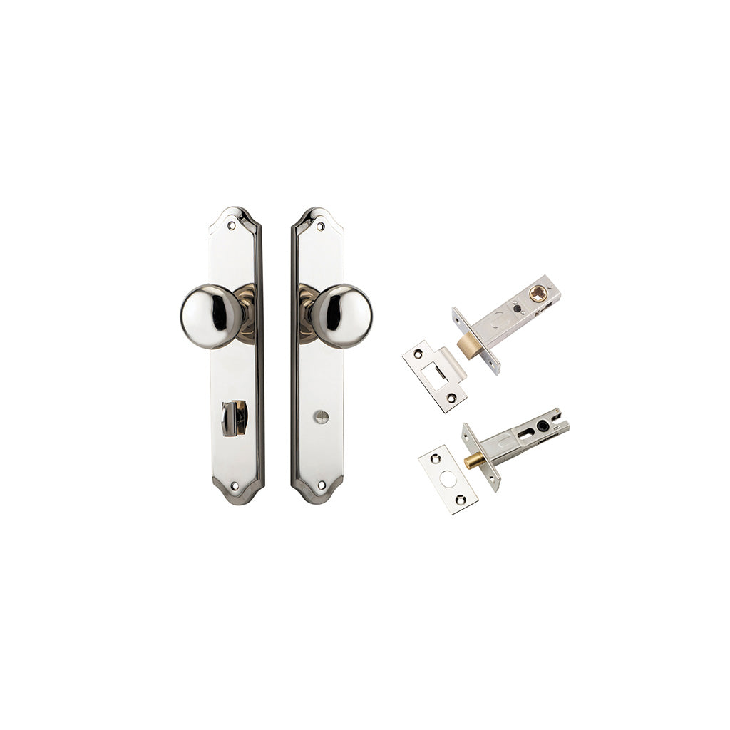 Cambridge Knob - Shouldered Backplate Polished Nickel / Privacy / Separate Privacy Kit