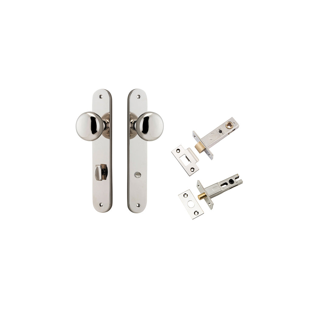 Cambridge Knob - Oval Backplate Polished Nickel / Privacy / Separate Privacy Kit