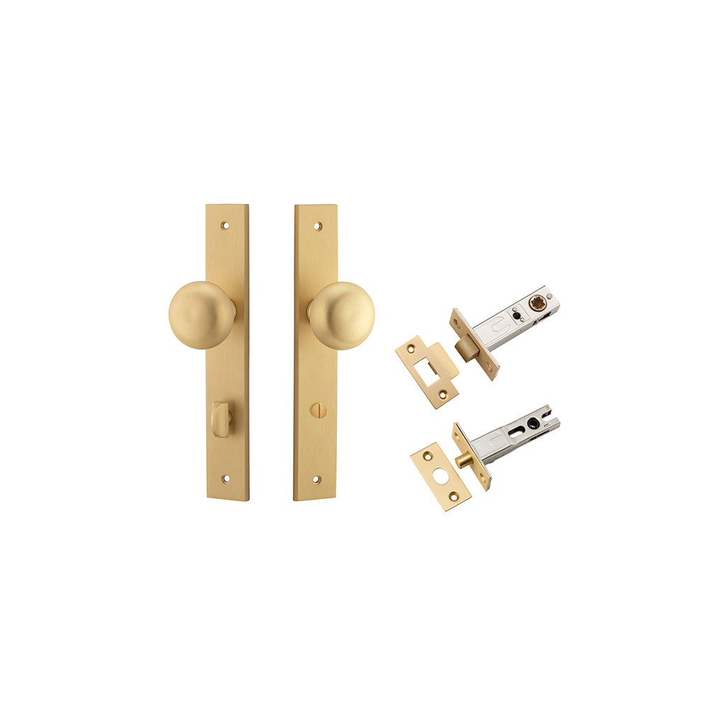 Cambridge Knob - Rectangular Backplate Brushed Brass / Privacy / Separate Privacy Kit