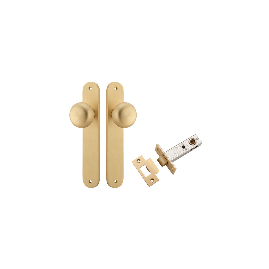 Cambridge Knob - Oval Backplate Brushed Brass / Passage / Passage Kit