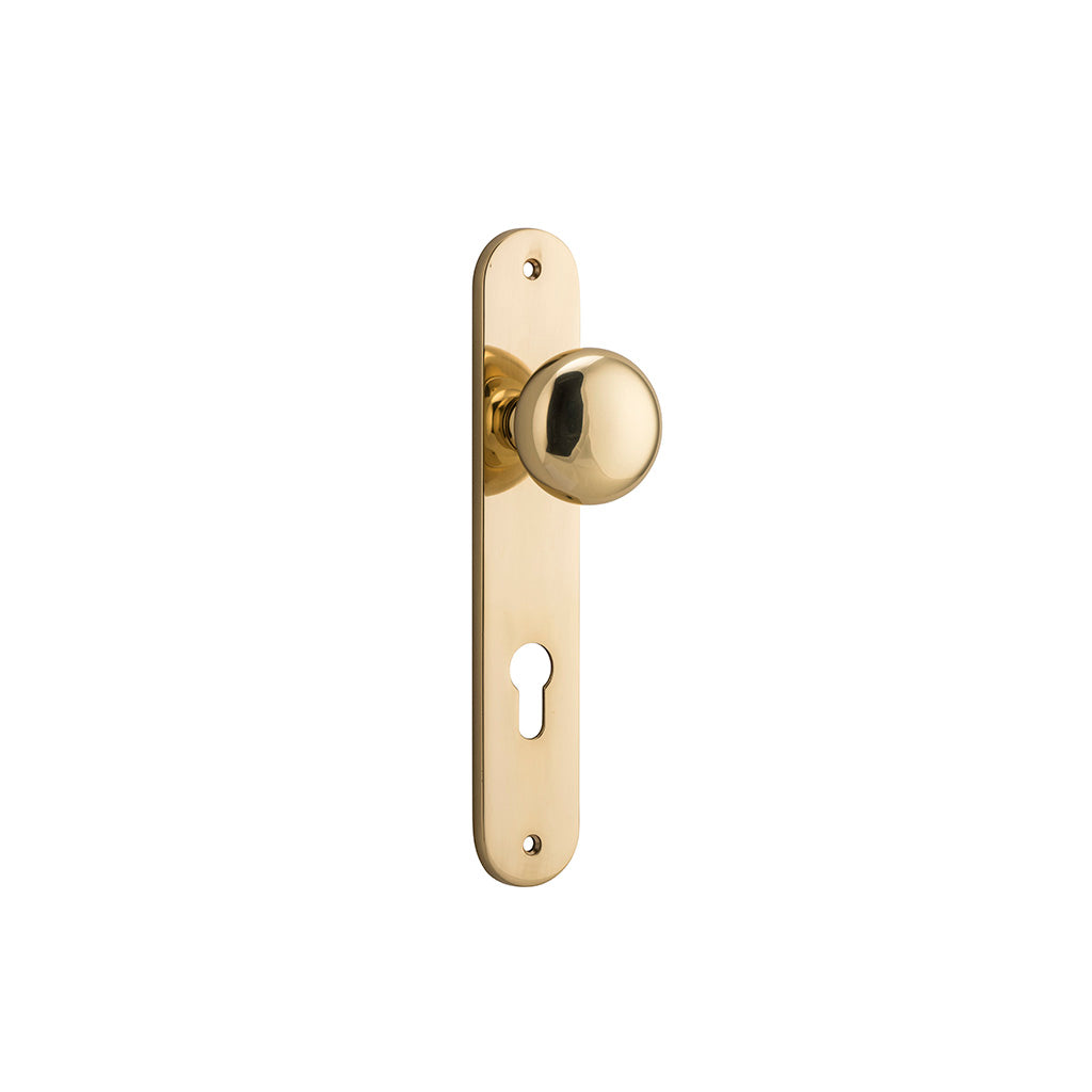 Cambridge Knob - Oval Backplate Polished Brass / Entrance / Lever Set Only