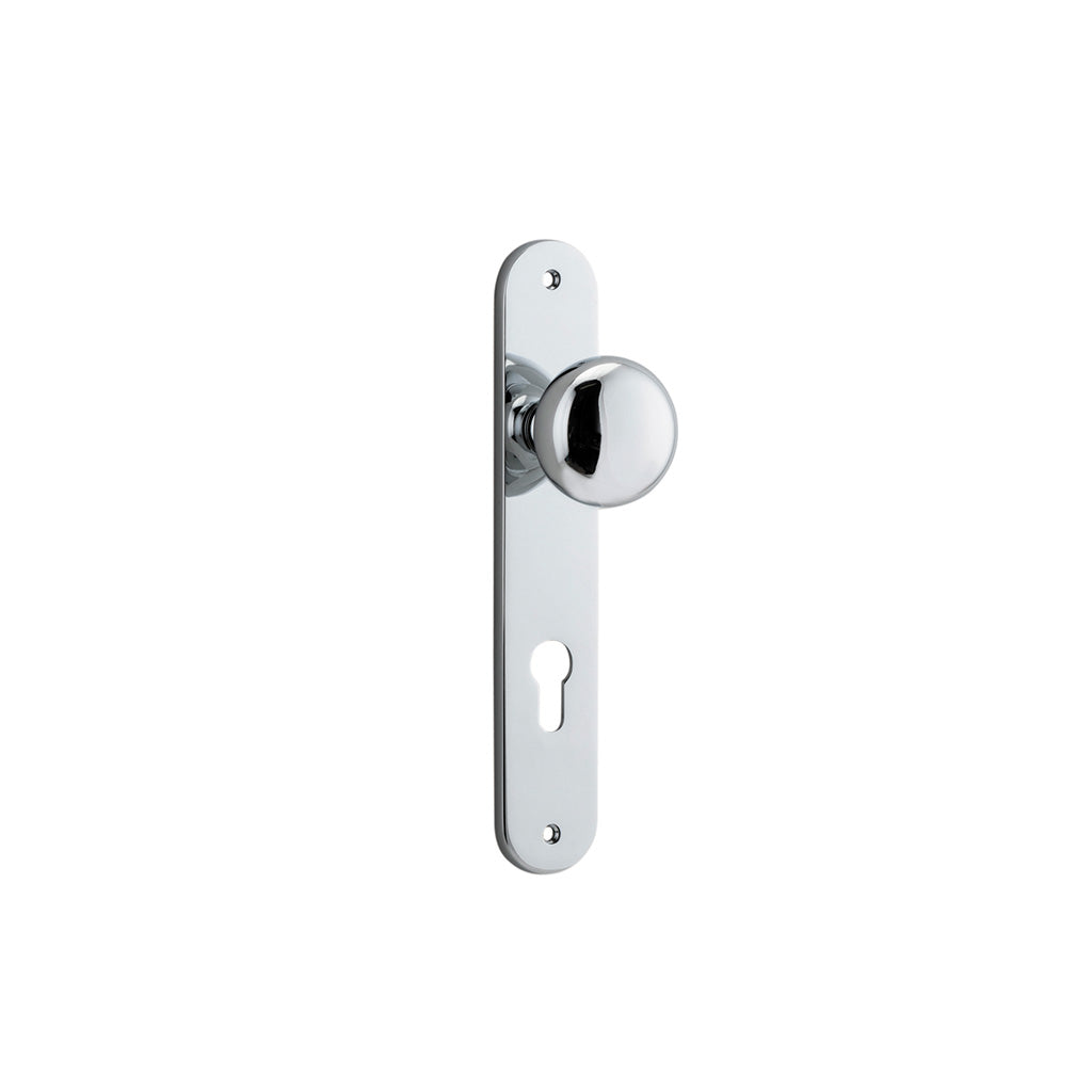 Cambridge Knob - Oval Backplate Polished Chrome / Entrance / Lever Set Only