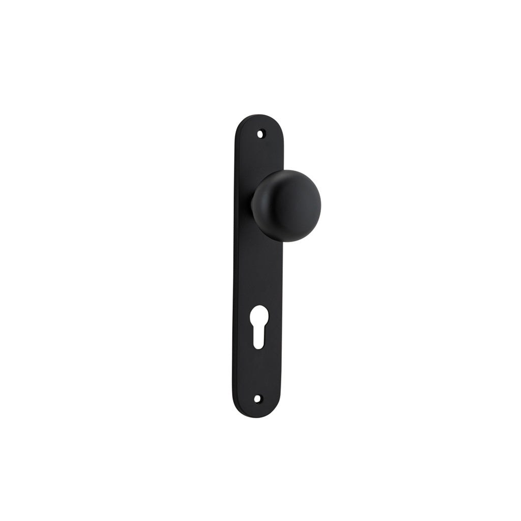 Cambridge Knob - Oval Backplate Matt Black / Entrance / Lever Set Only