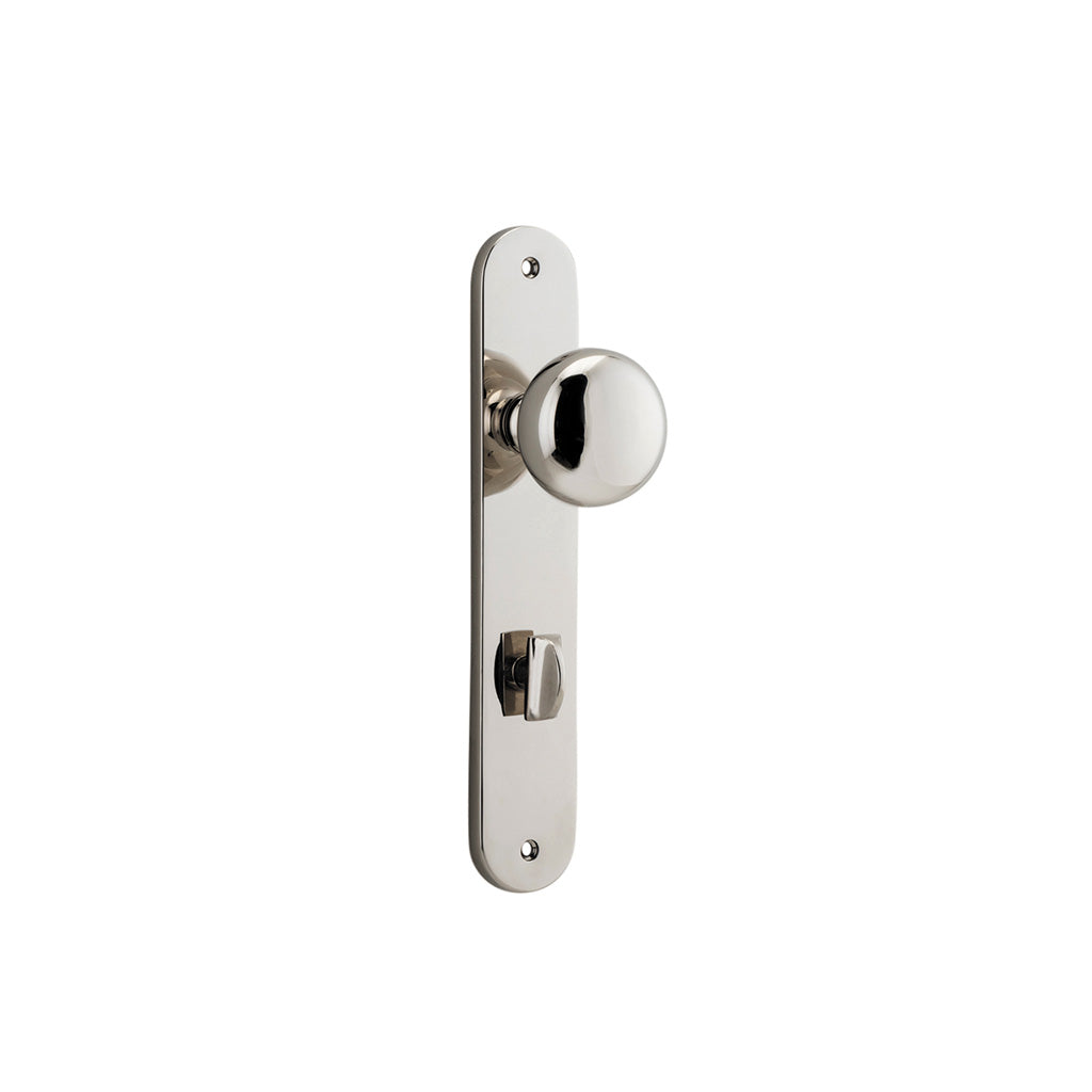 Cambridge Knob - Oval Backplate Polished Nickel / Privacy / Lever Set Only