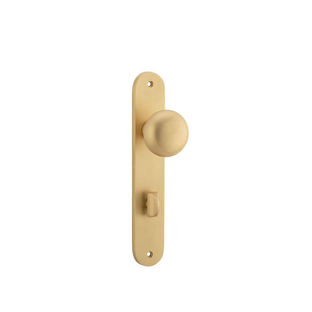 Cambridge Knob - Oval Backplate Brushed Brass / Privacy / Lever Set Only