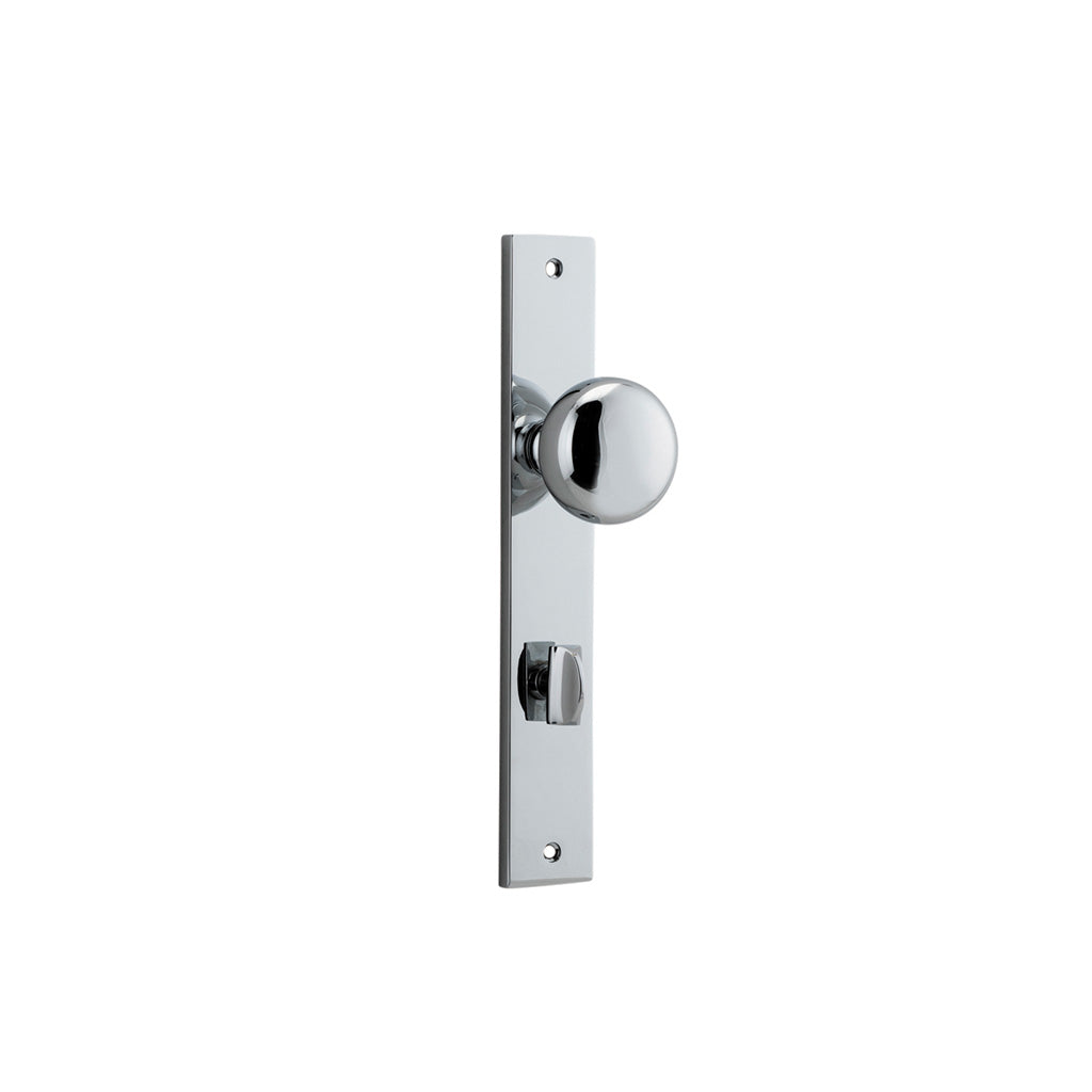 Cambridge Knob - Rectangular Backplate Polished Chrome / Privacy / Lever Set Only
