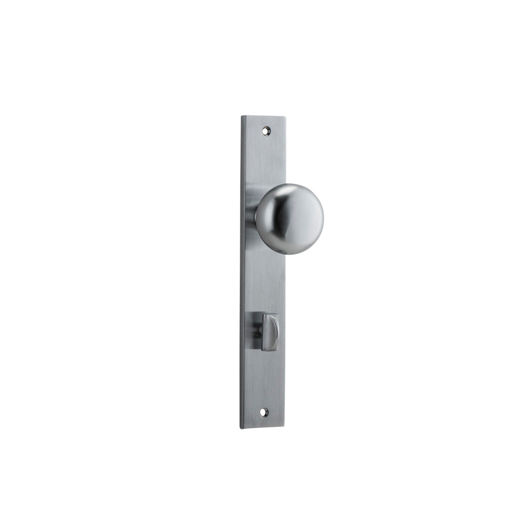 Cambridge Knob - Rectangular Backplate Brushed Chrome / Privacy / Lever Set Only