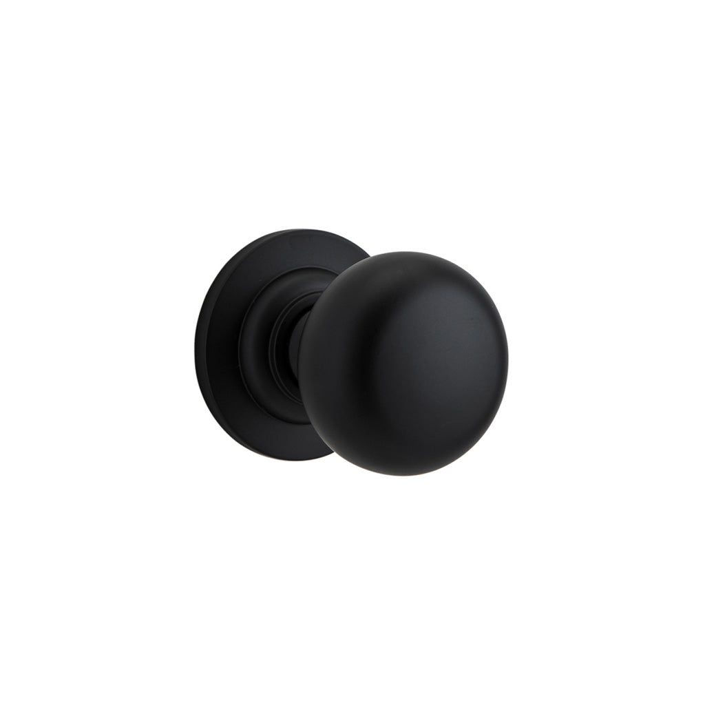Cambridge Knob - Round Rose Matt Black / Passage / Lever Set Only