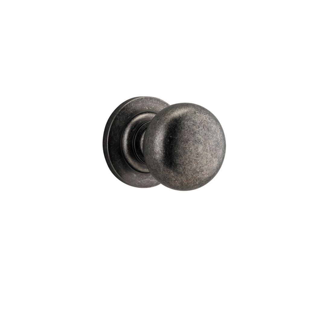 Cambridge Knob - Round Rose Distressed Nickel / Passage / Lever Set Only