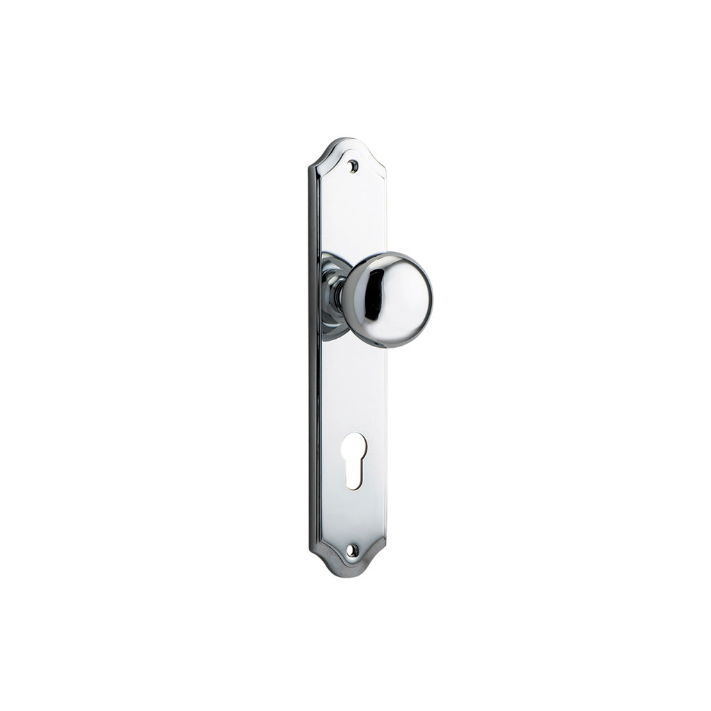 Cambridge Knob - Shouldered Backplate Polished Chrome / Entrance / Lever Set Only