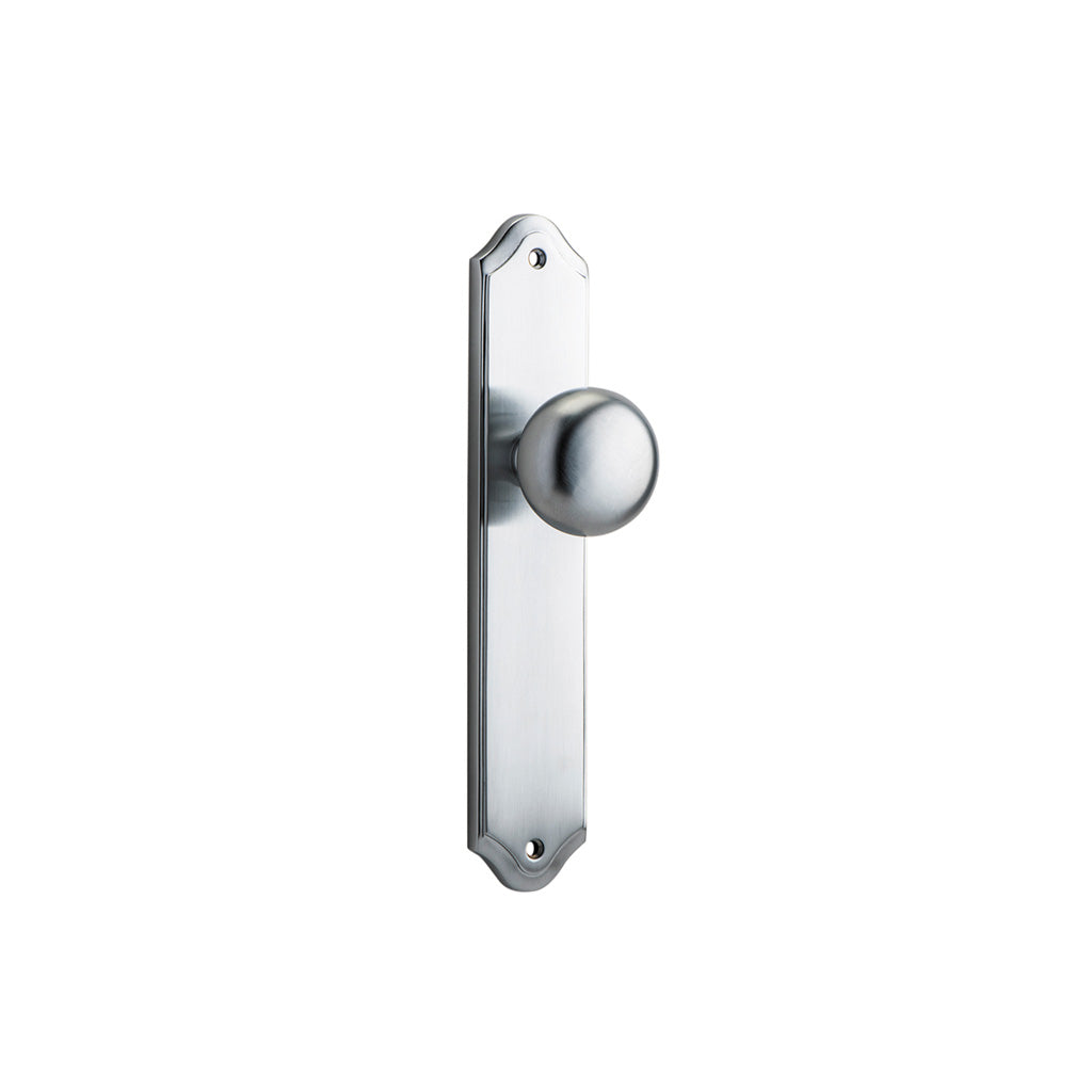 Cambridge Knob - Shouldered Backplate Brushed Chrome / Passage / Lever Set Only