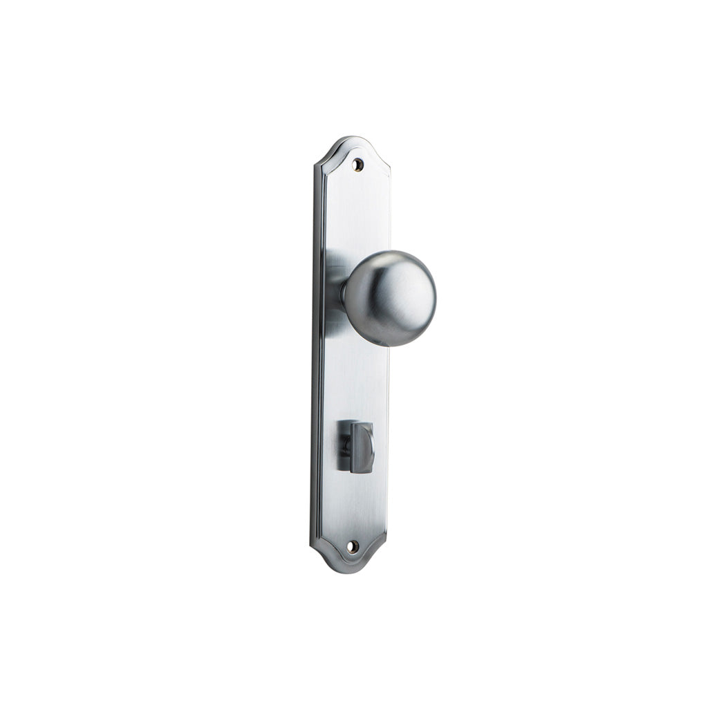 Cambridge Knob - Shouldered Backplate Brushed Chrome / Privacy / Lever Set Only