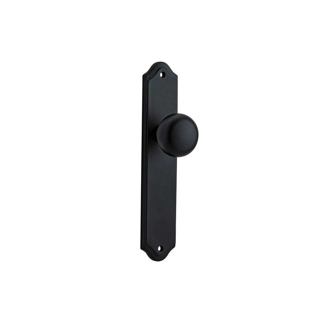 Cambridge Knob - Shouldered Backplate Matt Black / Passage / Lever Set Only