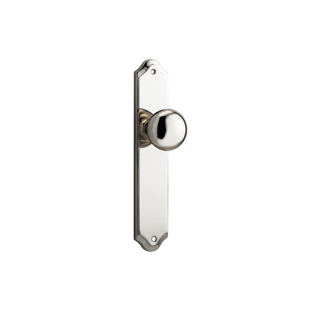 Cambridge Knob - Shouldered Backplate Polished Nickel / Passage / Lever Set Only