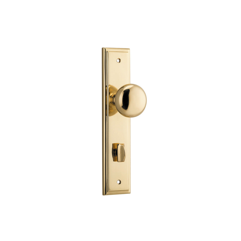 Cambridge Knob - Stepped Backplate Polished Brass / Privacy / Lever Set Only
