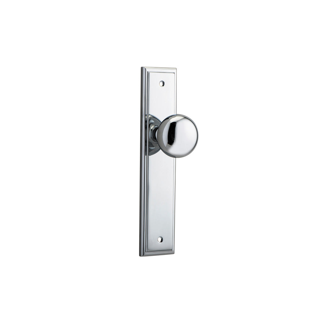 Cambridge Knob - Stepped Backplate Polished Chrome / Passage / Lever Set Only