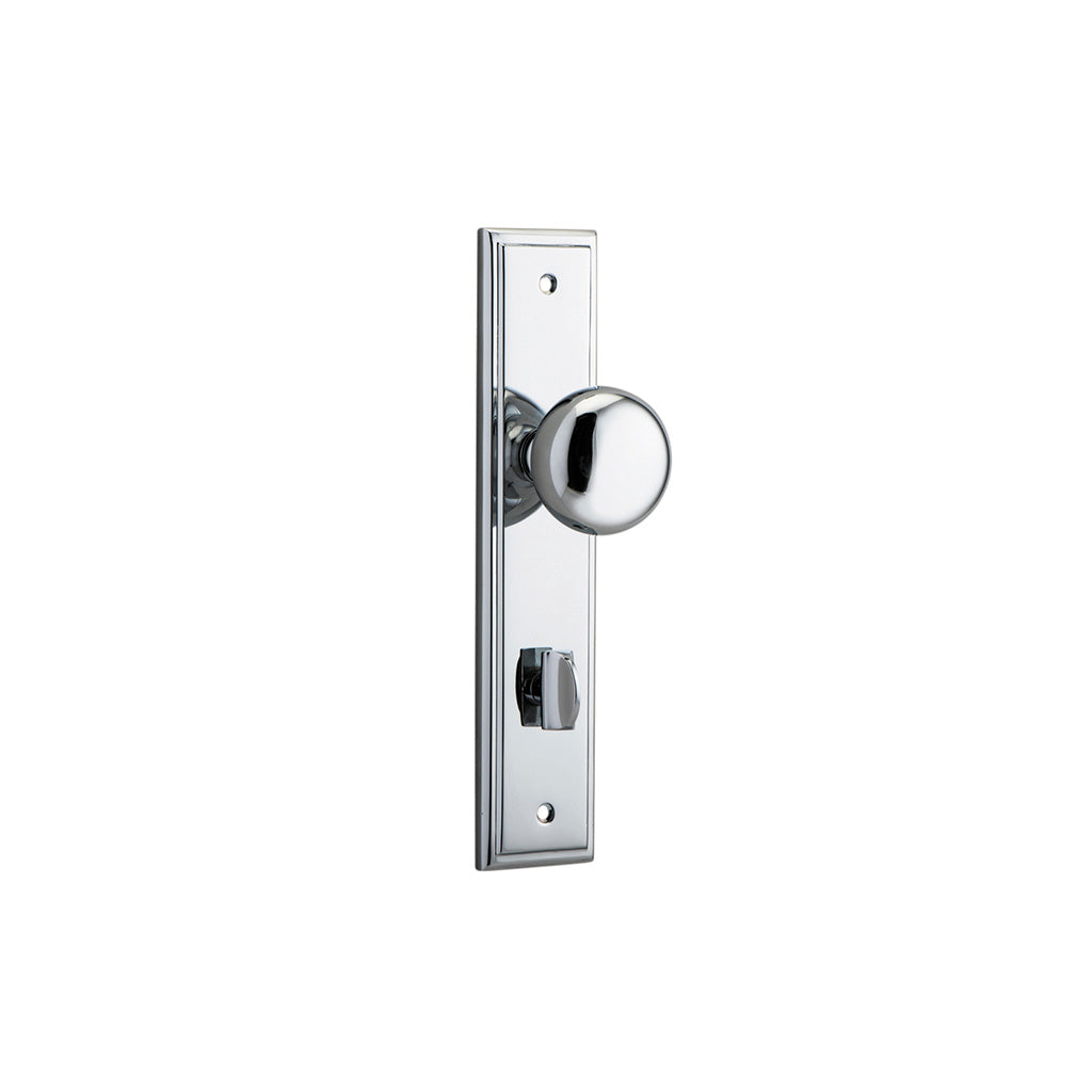 Cambridge Knob - Stepped Backplate Polished Chrome / Privacy / Lever Set Only