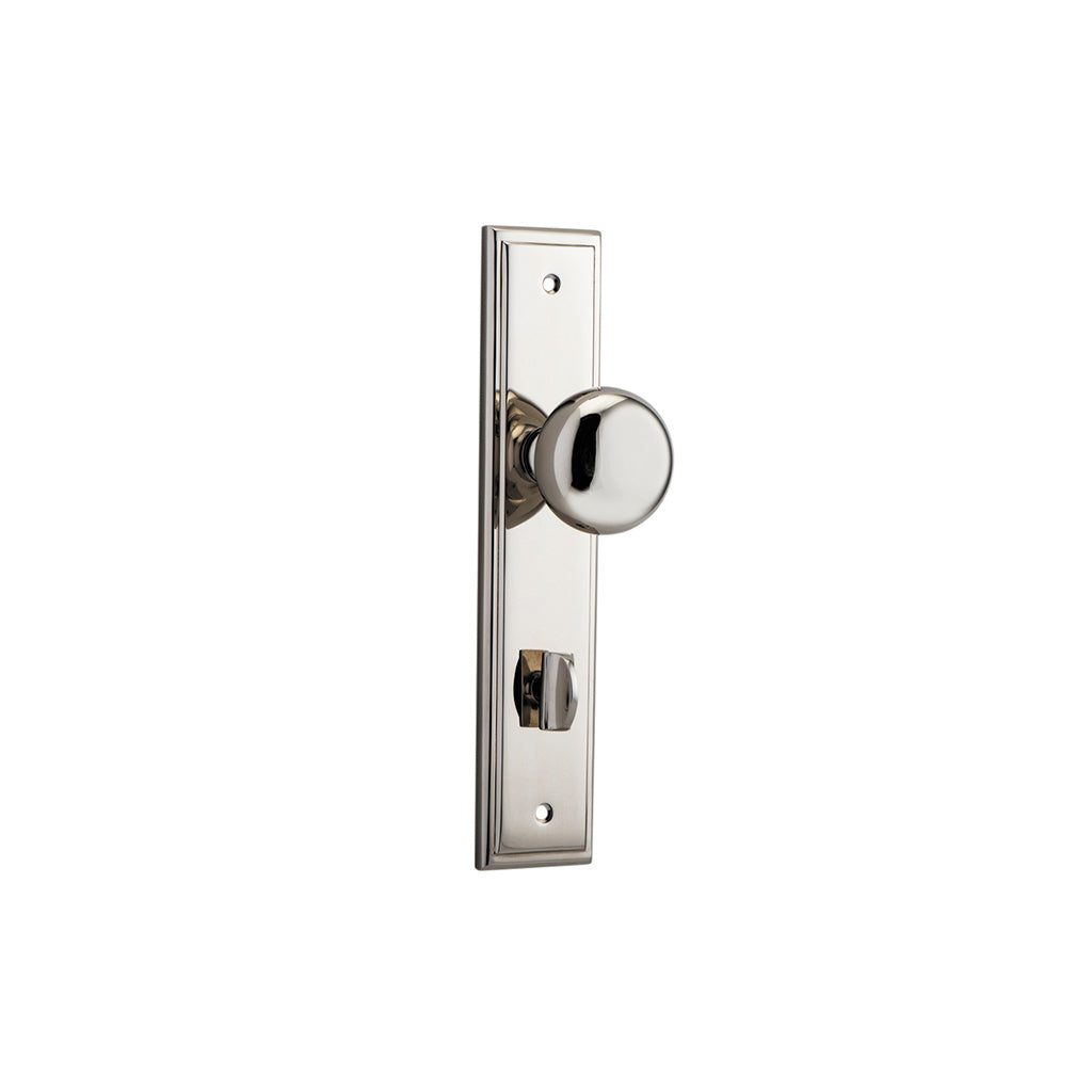 Cambridge Knob - Stepped Backplate Polished Nickel / Privacy / Lever Set Only