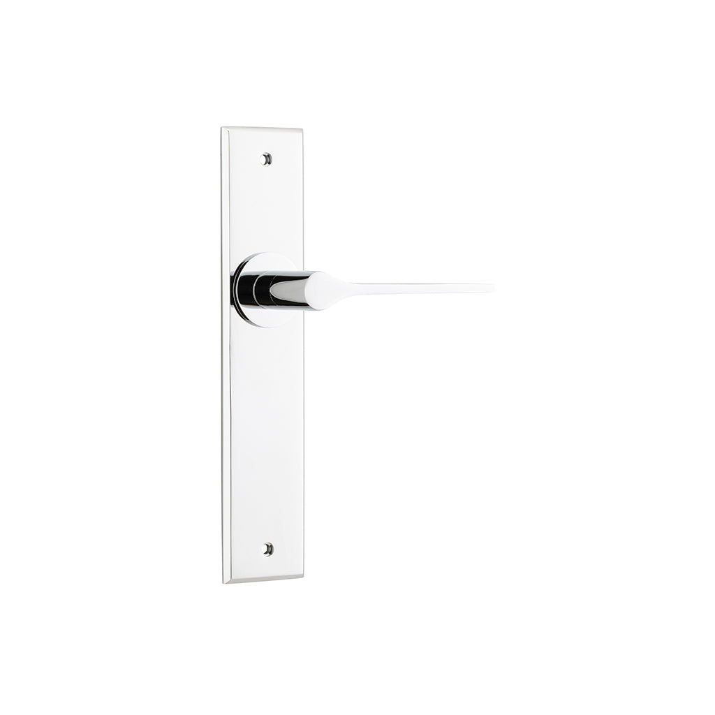 Como Lever - Chamfered Backplate Polished Chrome / Passage / Lever Set Only