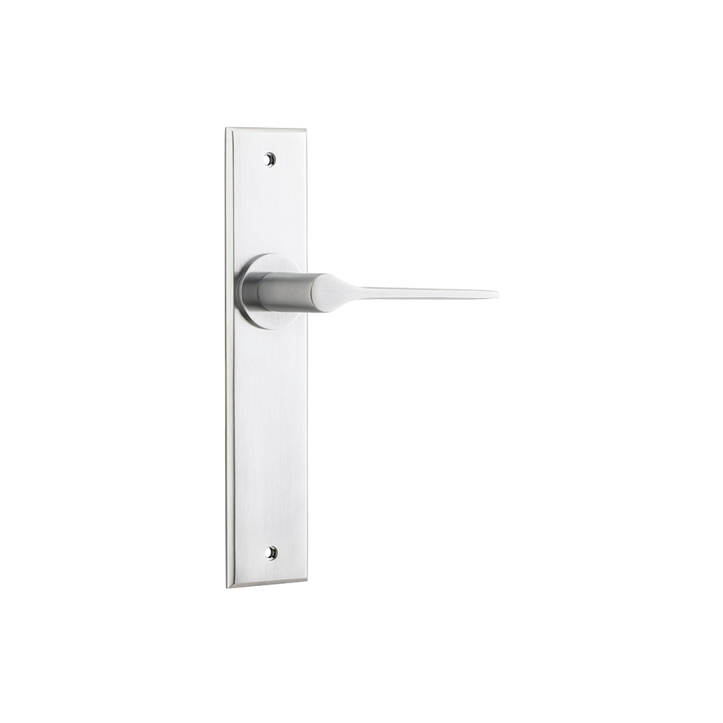 Como Lever - Chamfered Backplate Brushed Chrome / Passage / Lever Set Only