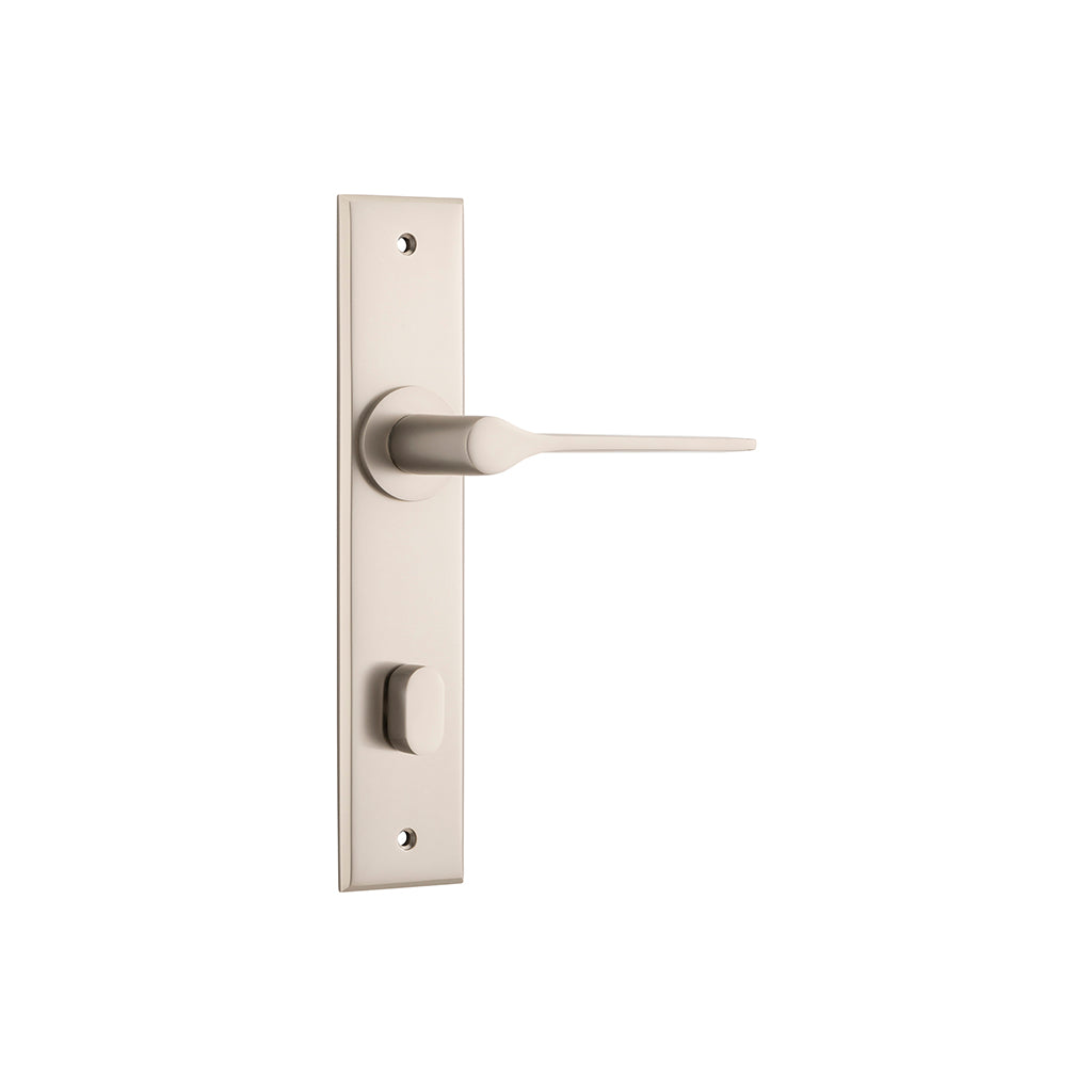 Como Lever - Chamfered Backplate Satin Nickel / Privacy / Lever Set Only