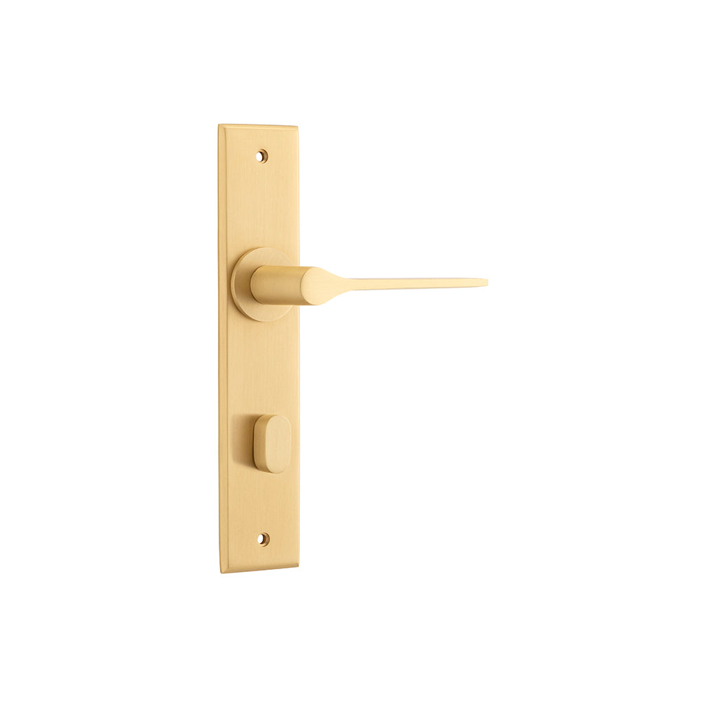 Como Lever - Chamfered Backplate Brushed Brass / Privacy / Lever Set Only