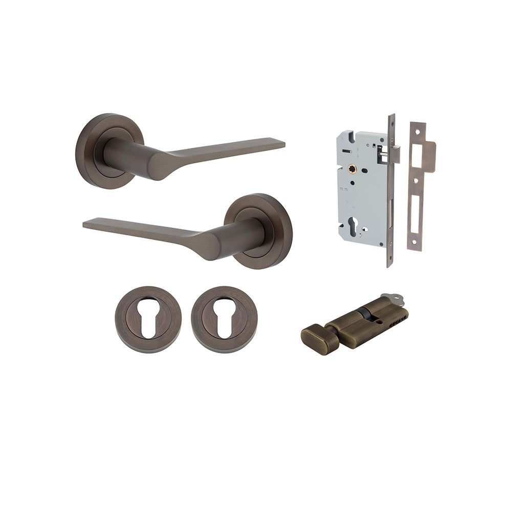 Como Lever - Round Rose Signature Brass / Entrance / Entrance Kit (Key-Thumb)