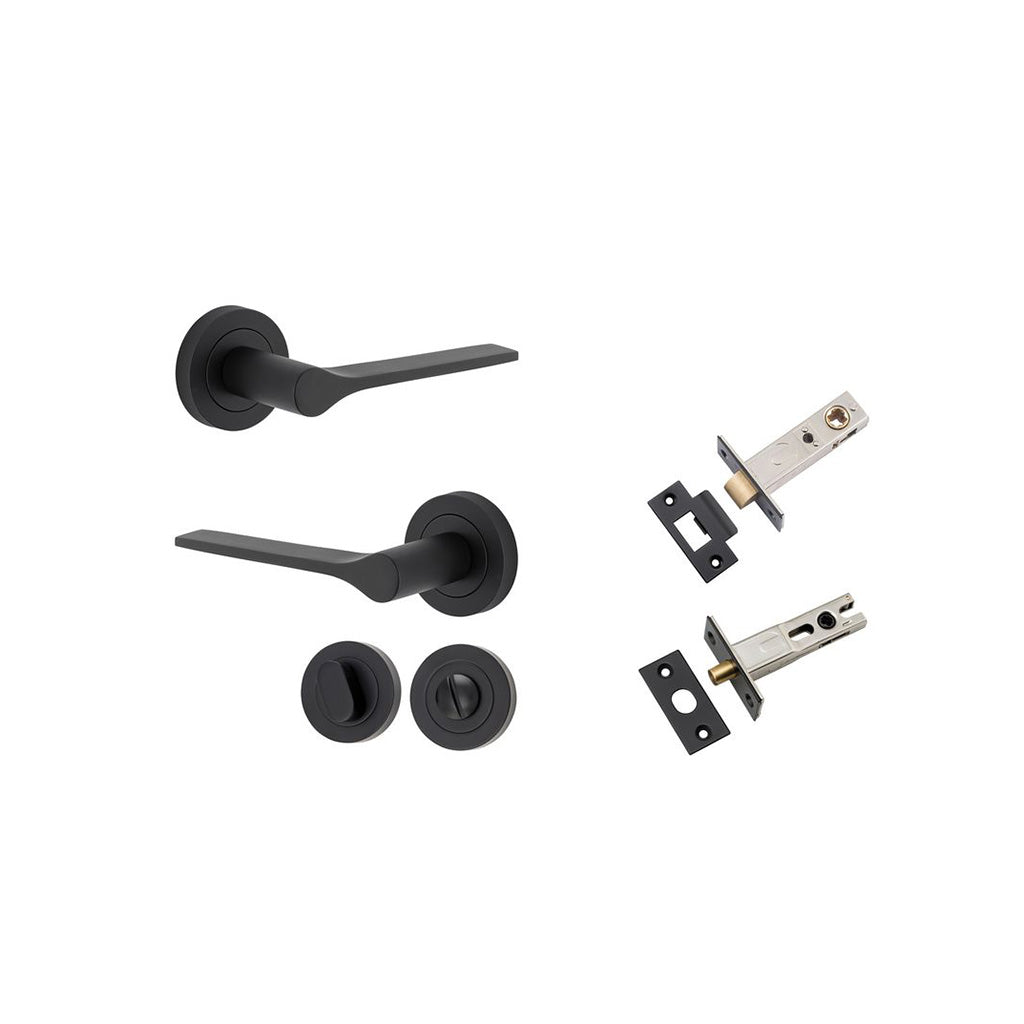 Como Lever - Round Rose Matt Black / Privacy / Separate Privacy Kit