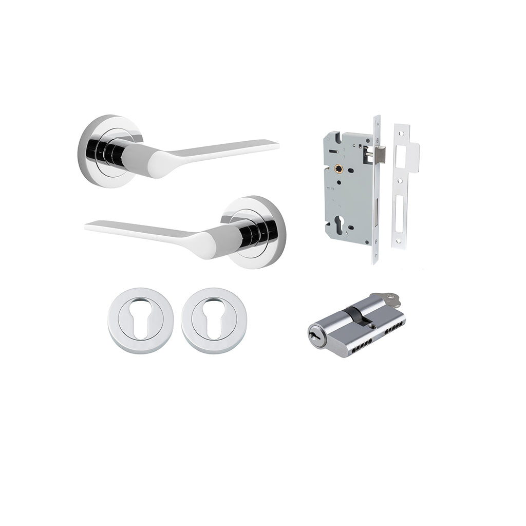 Como Lever - Round Rose Polished Chrome / Entrance / Entrance Kit Dual Function (Key-Key)