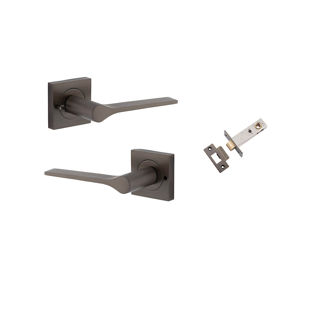 Como Lever - Square Rose Signature Brass / Privacy / Inbuilt Privacy Kit