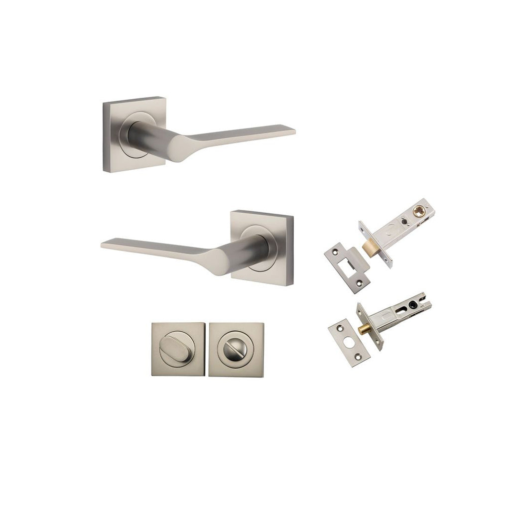 Como Lever - Square Rose Satin Nickel / Privacy / Separate Privacy Kit