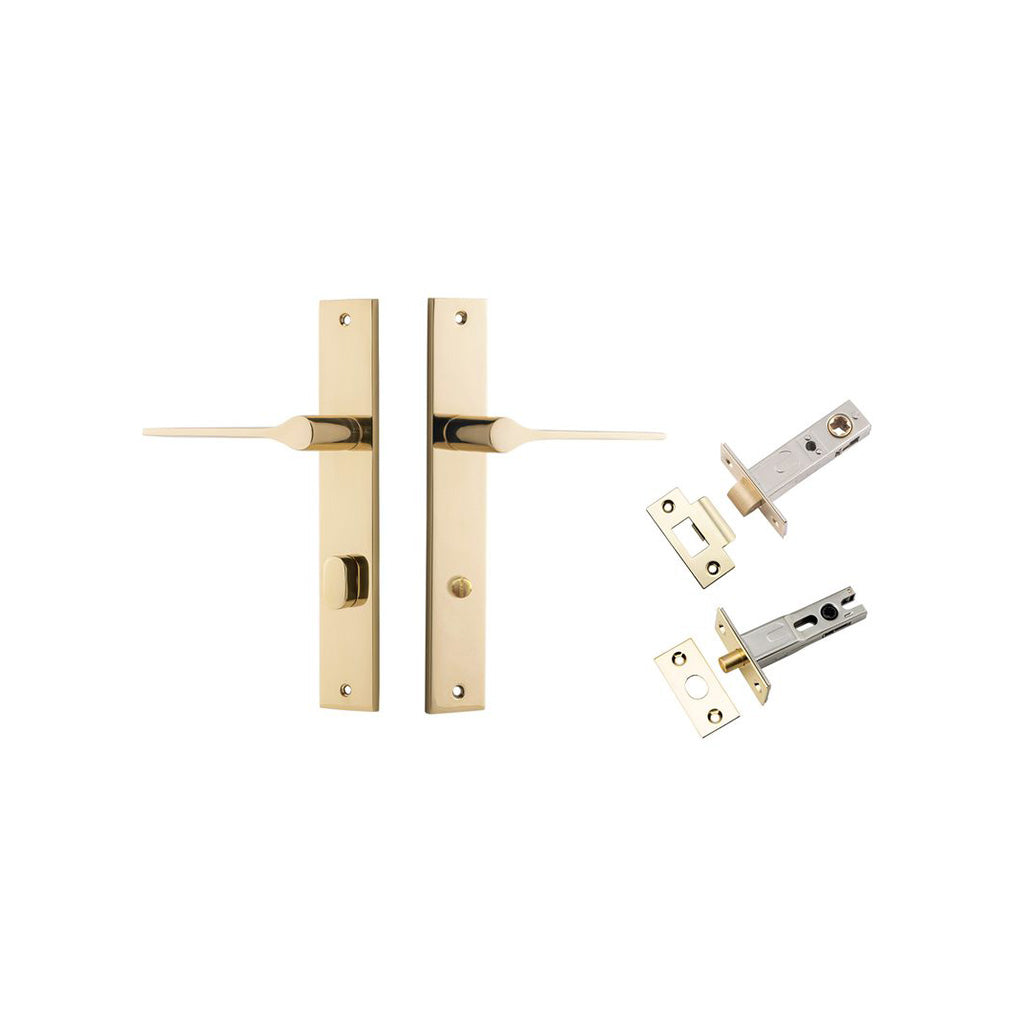 Como Lever - Rectangular Backplate Polished Brass / Privacy / Separate Privacy Kit