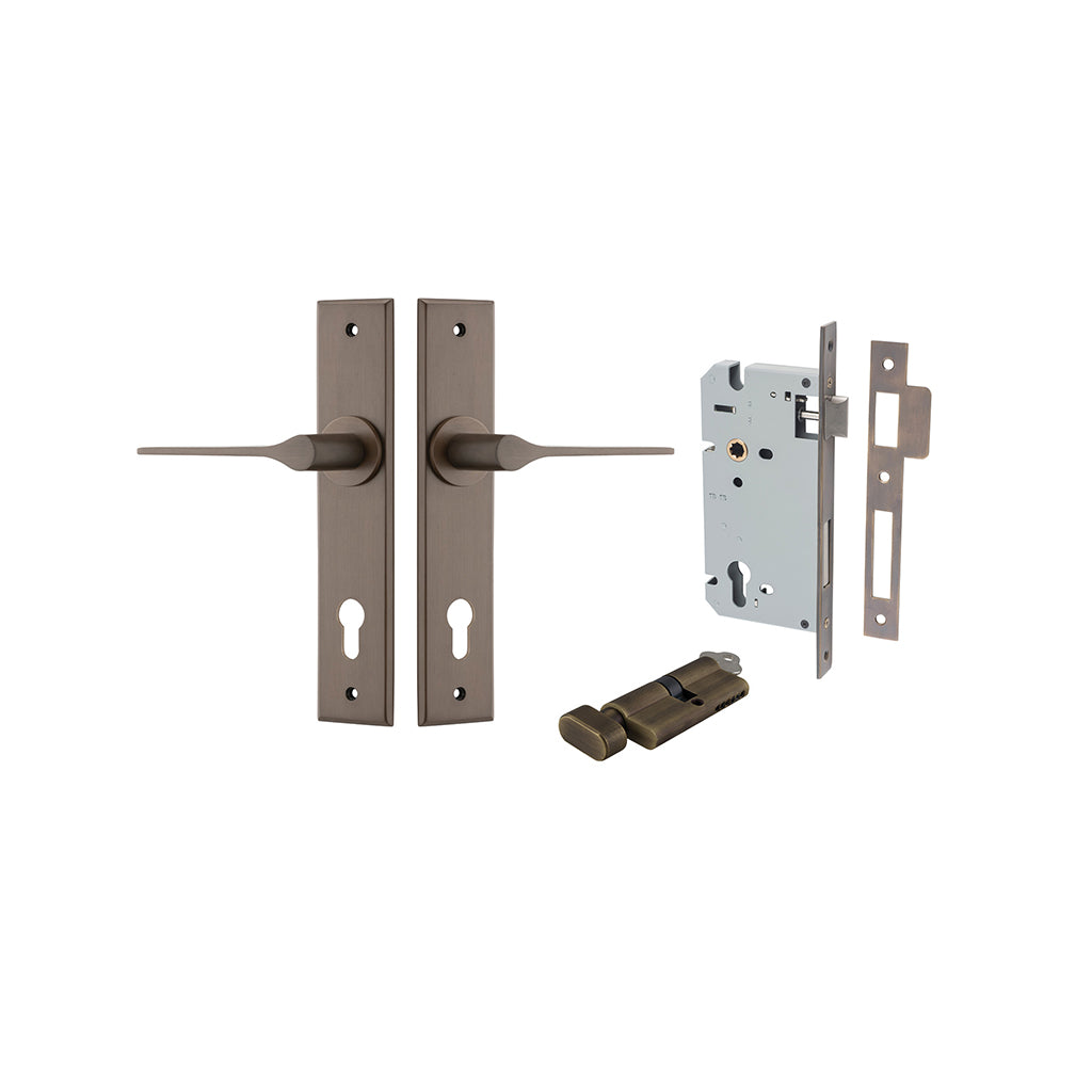 Como Lever - Chamfered Backplate Signature Brass / Entrance / Entrance Kit (Key-Thumb)