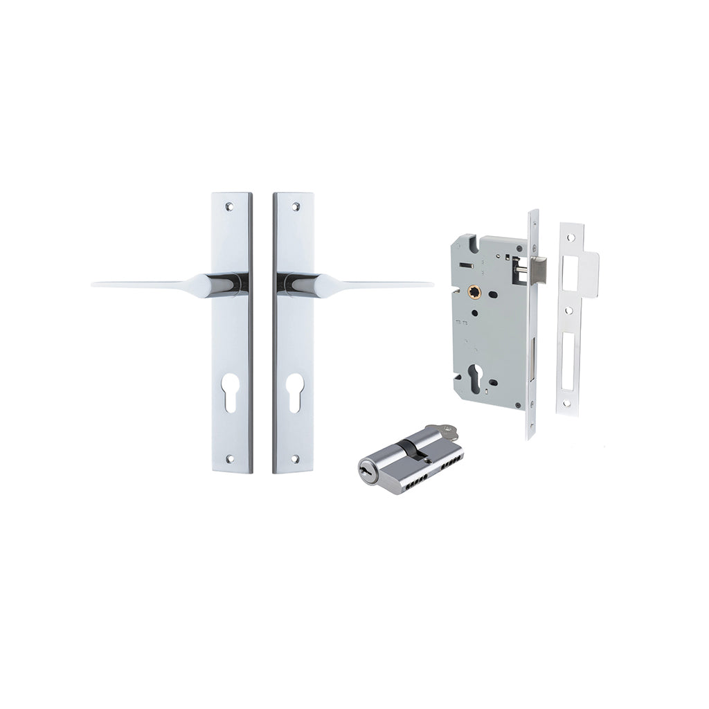 Como Lever - Rectangular Backplate Polished Chrome / Entrance / Entrance Kit Dual Function (Key-Key)