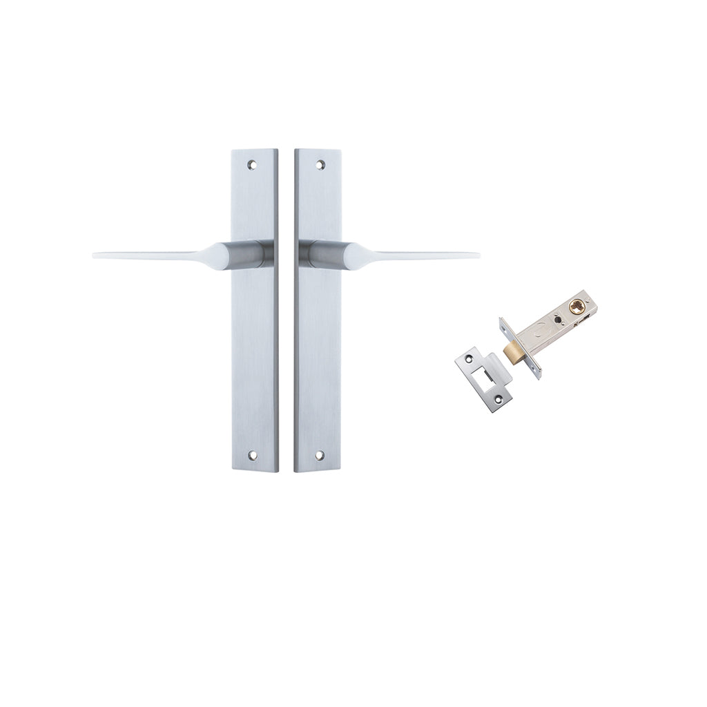 Como Lever - Rectangular Backplate Brushed Chrome / Passage / Passage Kit