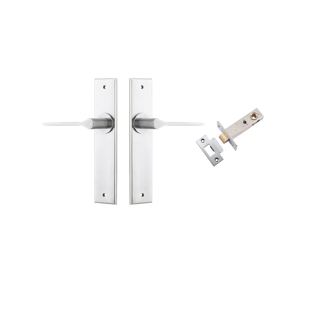 Como Lever - Chamfered Backplate Brushed Chrome / Passage / Passage Kit