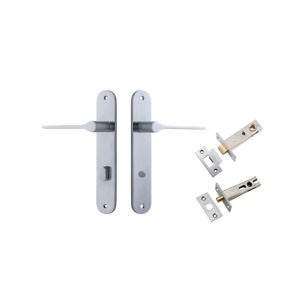 Como Lever - Oval Backplate Brushed Chrome / Privacy / Separate Privacy Kit