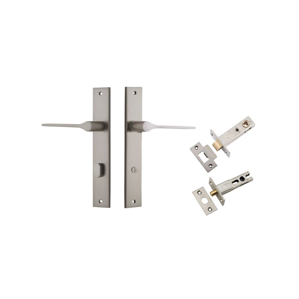 Como Lever - Rectangular Backplate Satin Nickel / Privacy / Separate Privacy Kit