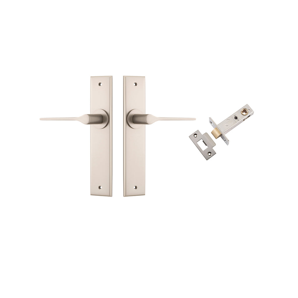 Como Lever - Chamfered Backplate Satin Nickel / Passage / Passage Kit