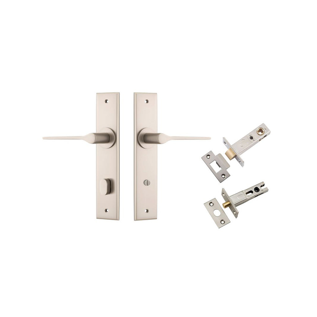 Como Lever - Chamfered Backplate Satin Nickel / Privacy / Separate Privacy Kit