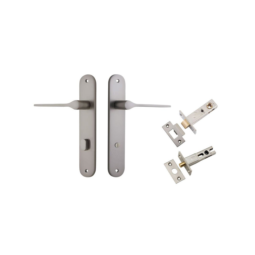 Como Lever - Oval Backplate Satin Nickel / Privacy / Separate Privacy Kit