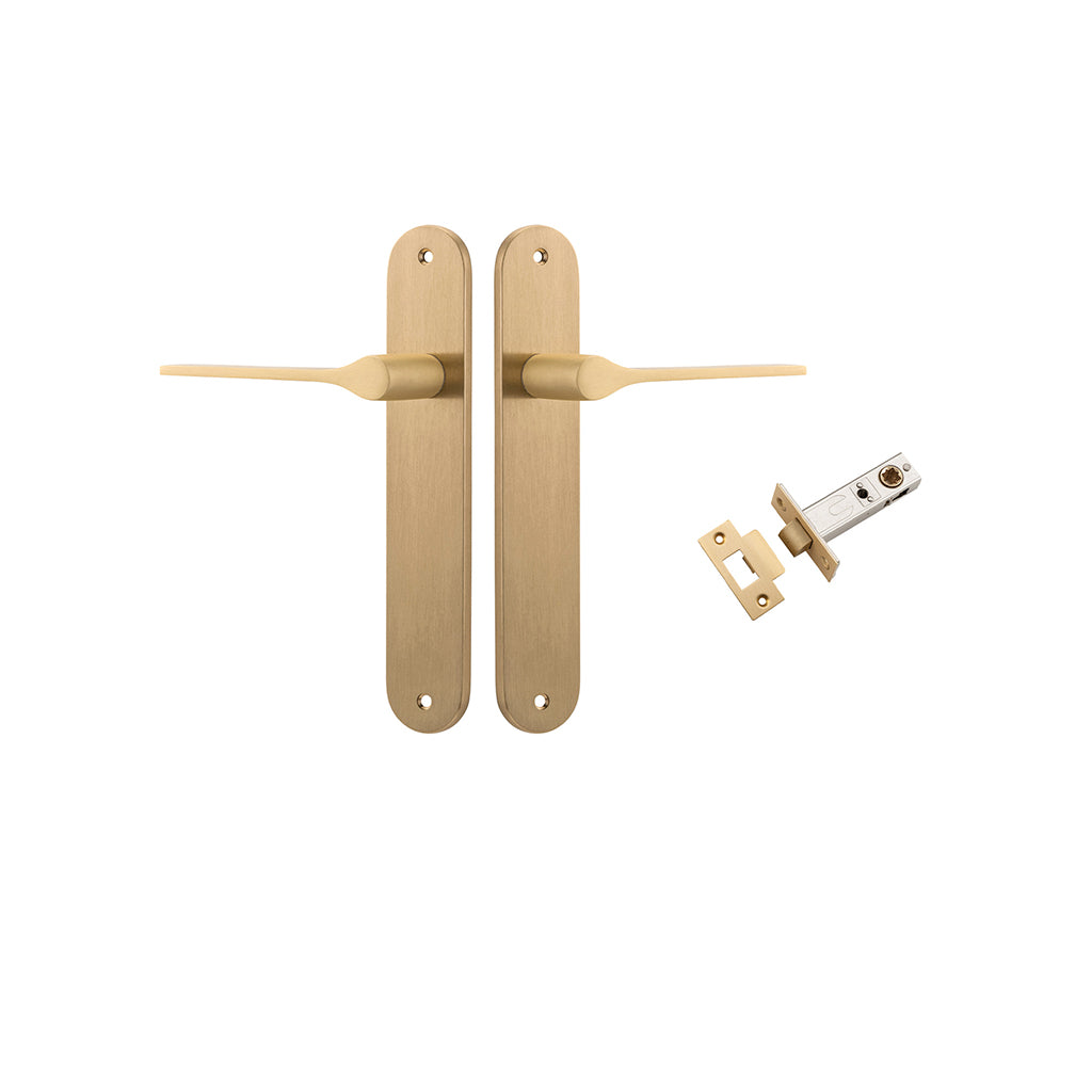 Como Lever - Oval Backplate Brushed Brass / Passage / Passage Kit