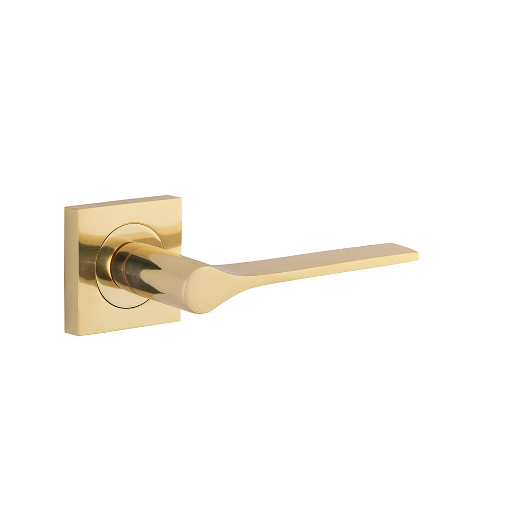 Como Lever - Square Rose Polished Brass / Passage / Lever Set Only