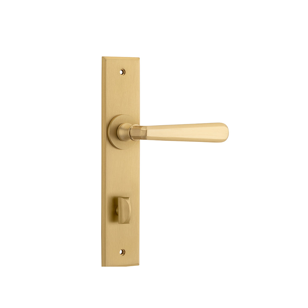 Copenhagen Lever - Chamfered Backplate Brushed Brass / Privacy / Lever Set Only