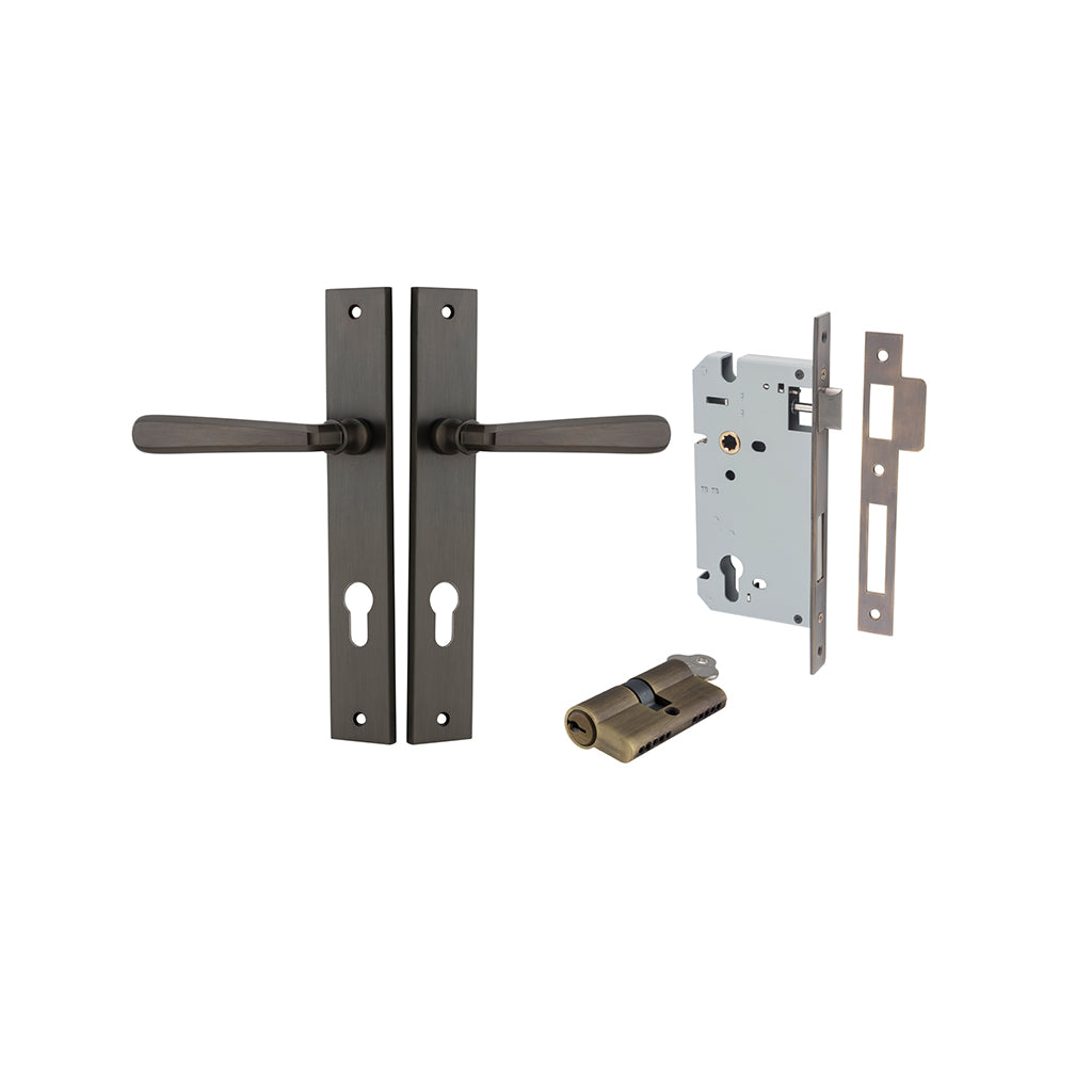 Copenhagen Lever - Rectangular Backplate Signature Brass / Entrance / Entrance Kit Dual Function (Key-Key)