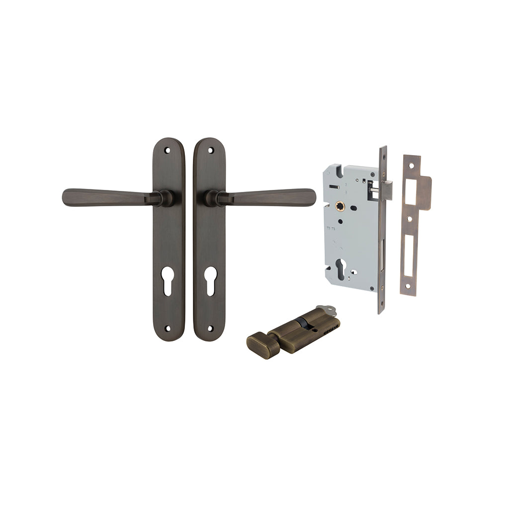 Copenhagen Lever - Oval Backplate Signature Brass / Entrance / Entrance Kit (Key-Thumb)